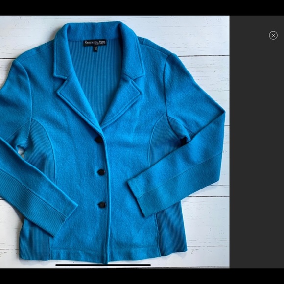 Conrad C 100% Wool Turquoise Button Sweater Blazer Size L. - Picture 5 of 7